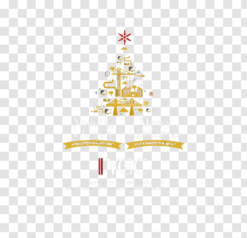 Christmas Tree, Snow Ornament - Garland - Yellow Tree Transparent PNG