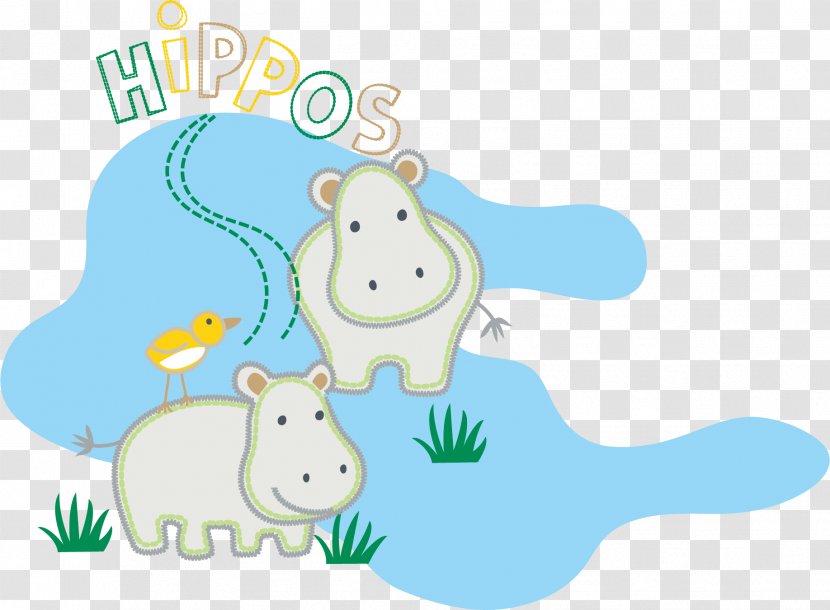 Hippopotamus Illustration - Nose - Vector Cute Blue Hippo Poster Transparent PNG