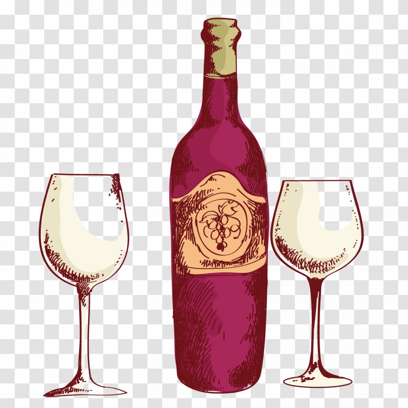 Red Wine White Dessert Cocktail - Hand-painted Transparent PNG