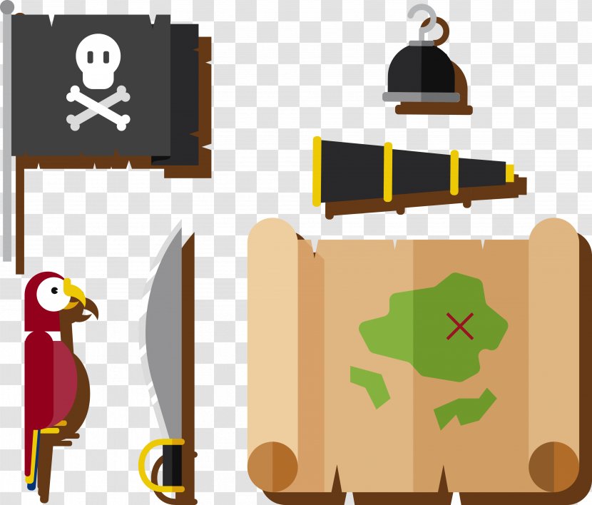 Paper Piracy - Cartoon - Pirate Map Vector Transparent PNG