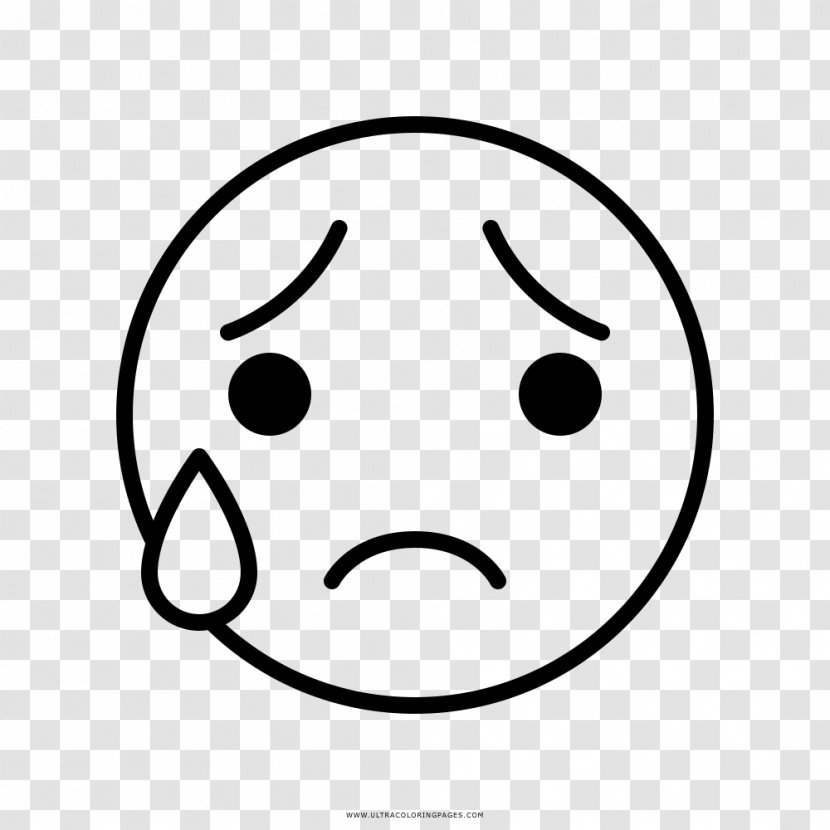 Smiley Coloring Book Drawing Crying Face - Black And White Transparent PNG