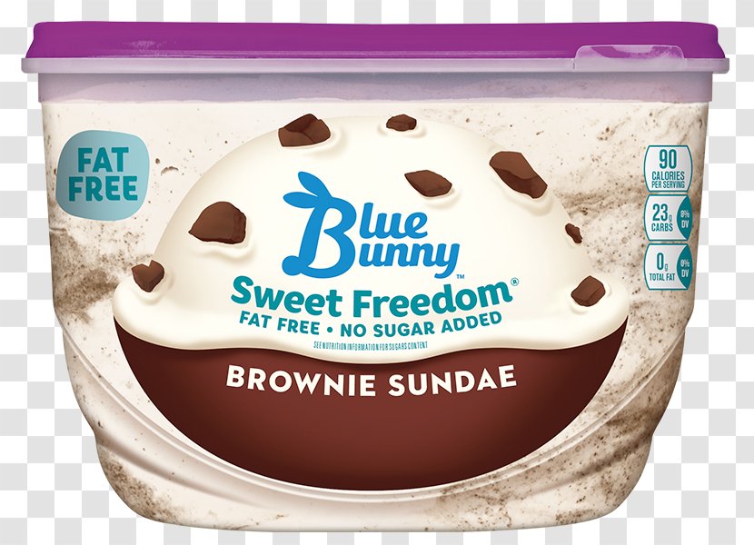 Blue Bunny Frozen Fat Free No Sugar Added Vanilla Ice Cream Sundae Transparent PNG