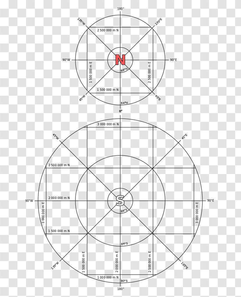 South Pole Universal Polar Stereographic Coordinate System Transverse Mercator Cartesian - Diagram - Grid Transparent PNG