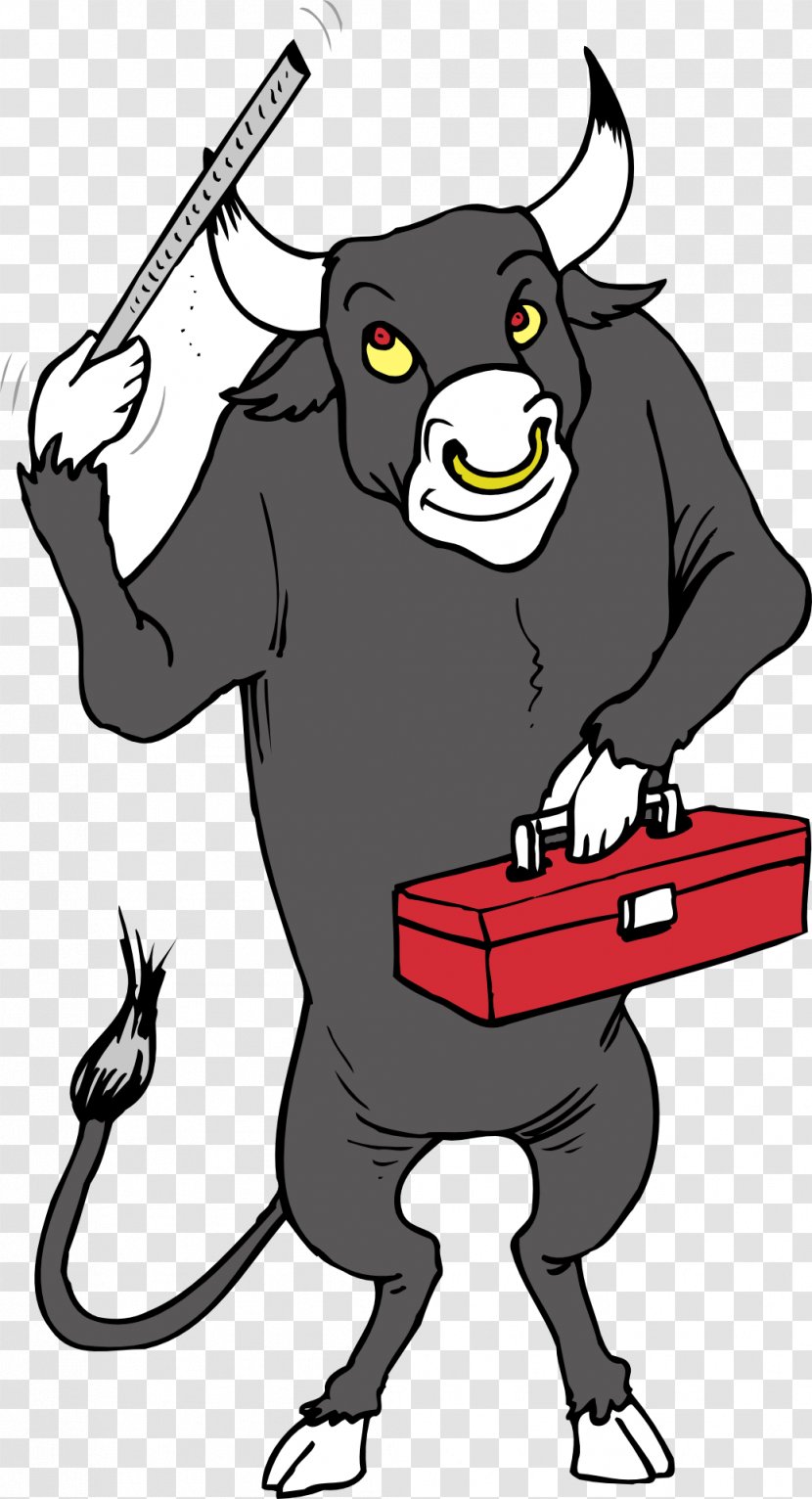 Tool Forcado Clip Art - Black And White - Carrying A Toolbox Bulls Transparent PNG