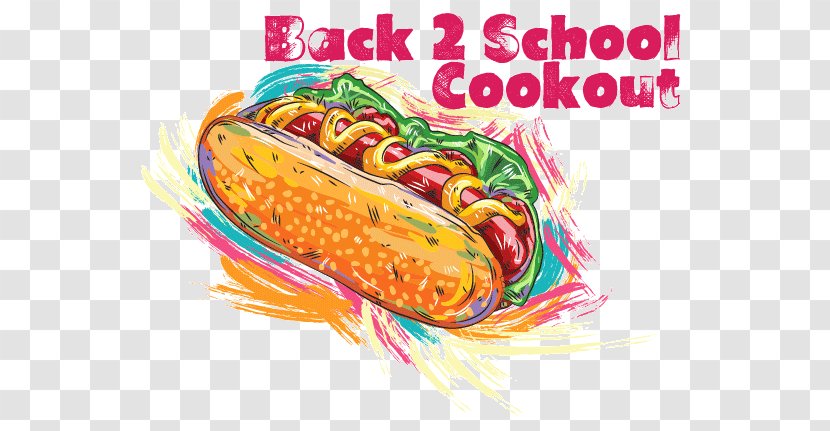 Hot Dog Vector Graphics Illustration Art - Cookout Wood Background Transparent PNG