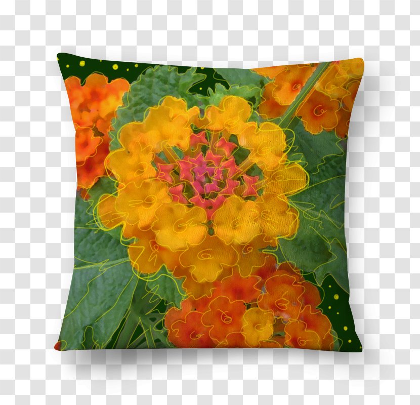 Cushion - Orange - Flor Aquarela Transparent PNG