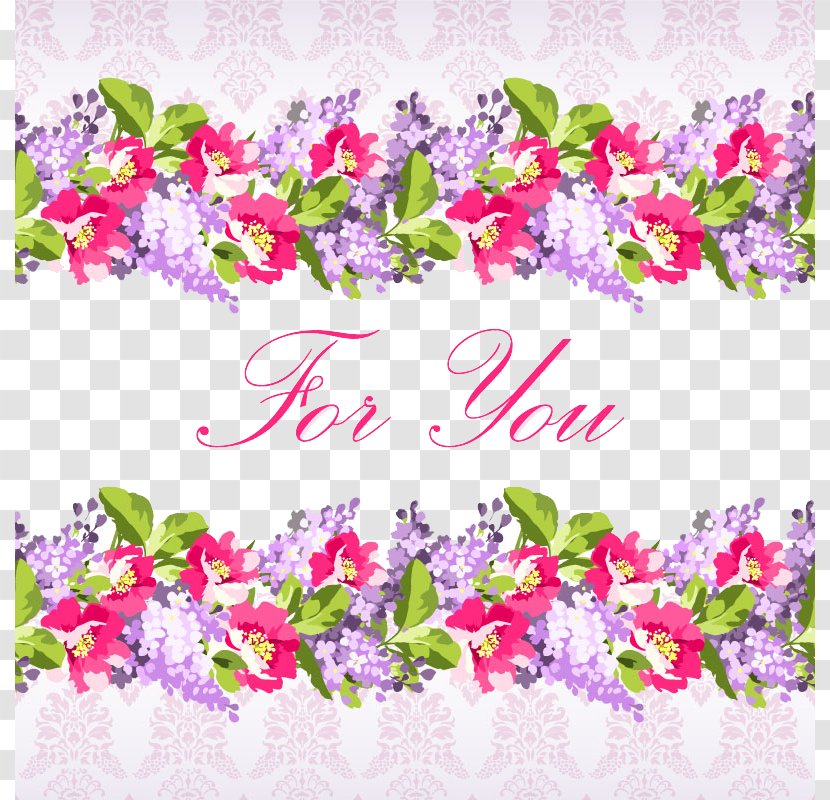 Flower Picture Frame Rose Clip Art - Lilac - Watercolor Floral Background Vector Material Blessings Transparent PNG