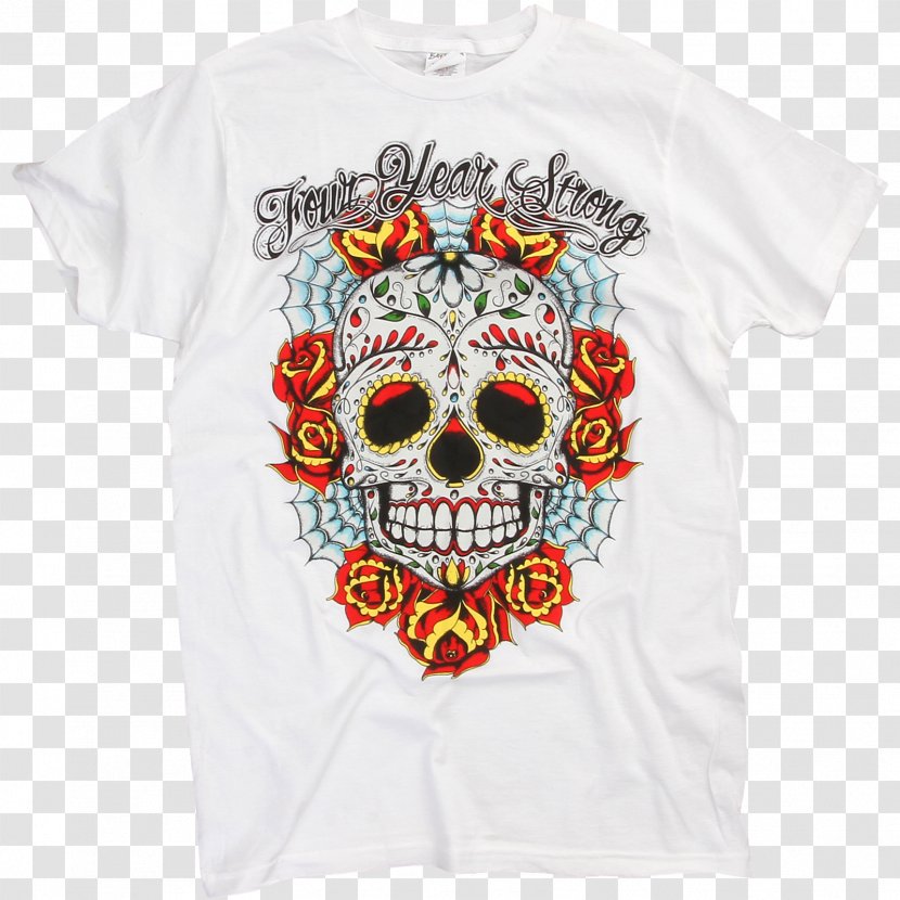 T-shirt Crew Neck Calavera Neckline - Four Year Strong - Sugar Skulls Transparent PNG