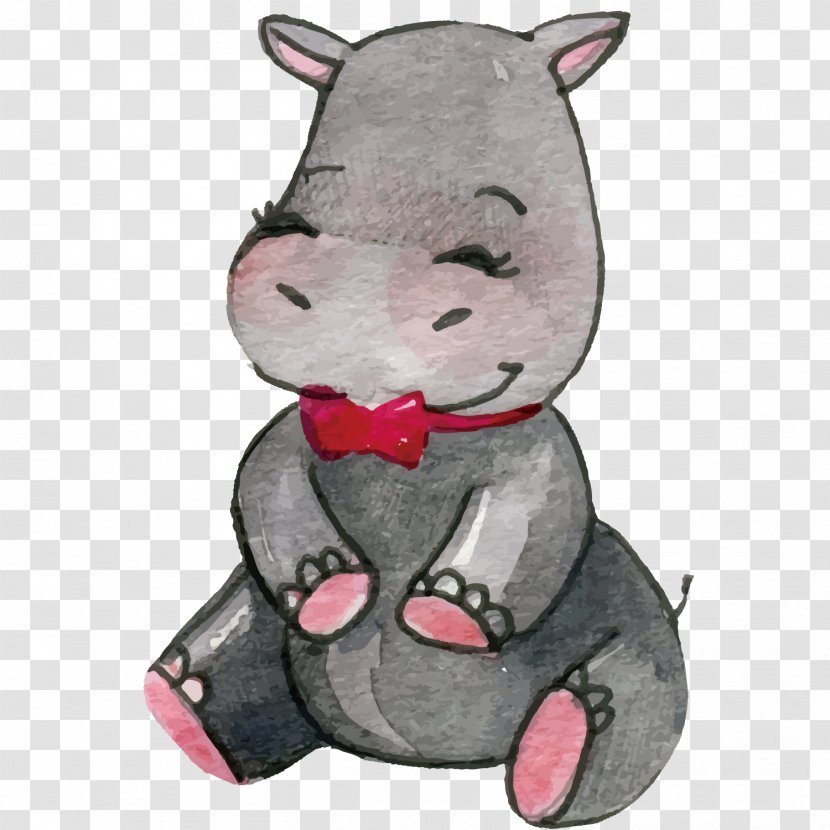 Hippopotamus Watercolor Painting - Art - Vector Hippo Baby Transparent PNG