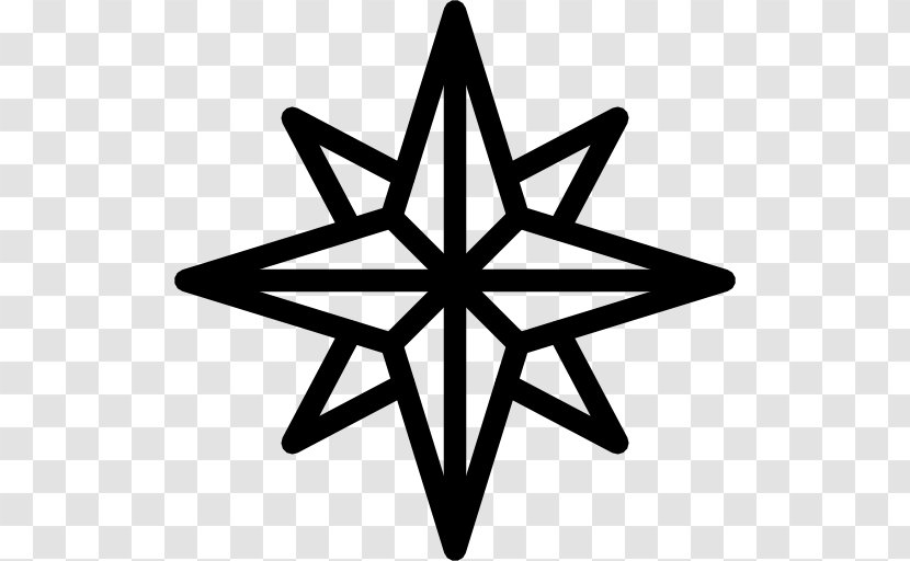 Compass Rose Wind Cardinal Direction - Black And White Transparent PNG