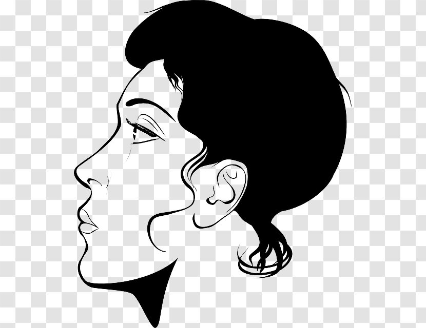 Clip Art Black And White Silhouette Portrait Drawing - Flower Transparent PNG