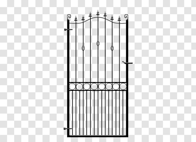 Wrought Iron Terrace Garden Gate Fence - Black And White Transparent PNG