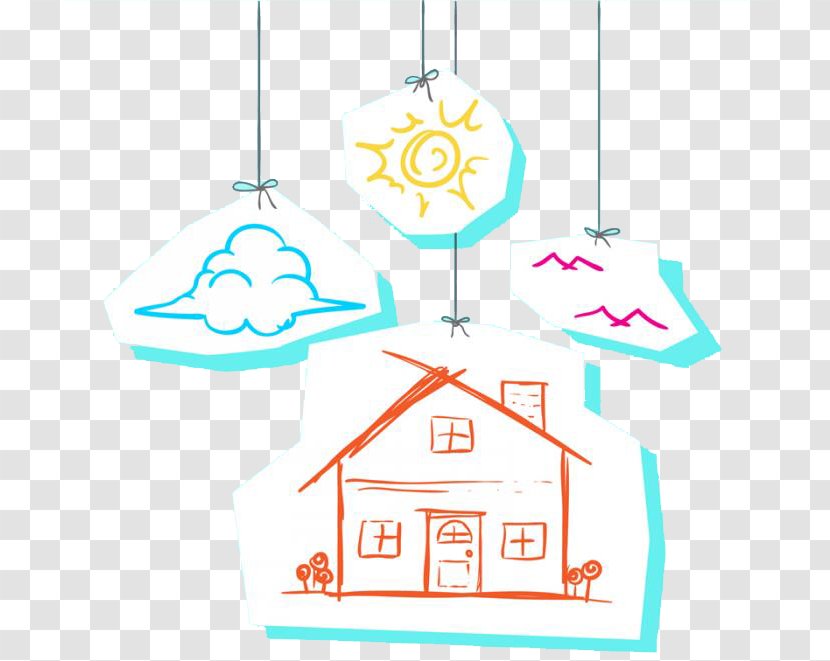 Painting Download Silhouette Adobe Illustrator - Building - Sun Clouds House Picture Material Transparent PNG