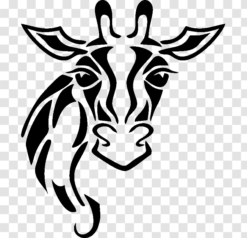 Head Stencil Black-and-white Horn Automotive Decal Transparent PNG