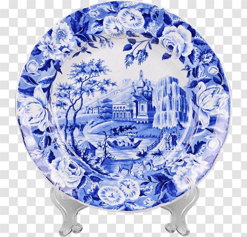Plate Blue And White Pottery Ceramic Cobalt Platter Transparent PNG
