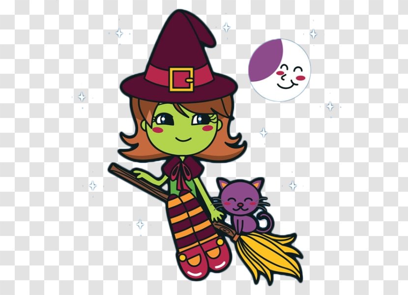 The Little Witch And Magic Broom - Silhouette - Flower Transparent PNG