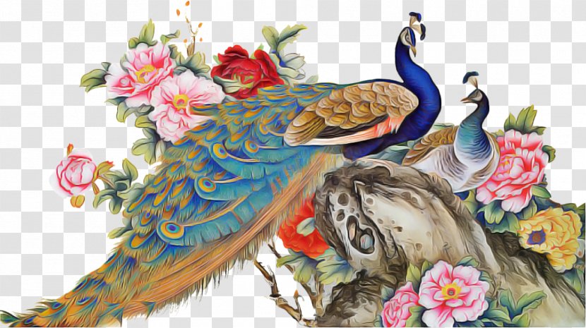 Painting Cartoon - Indian Peafowl - Plant Widescreen Transparent PNG