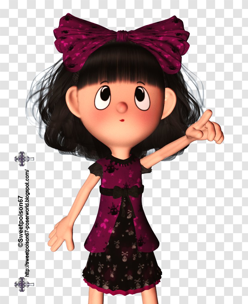 Black Hair Pink M Brown Doll - Purple Transparent PNG