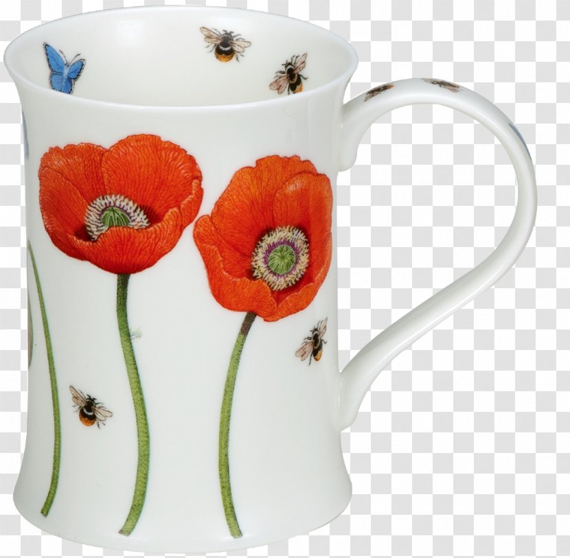 Mug Coffee Cup Ceramic Flower Tableware - Flowerpot - Poppy Transparent PNG
