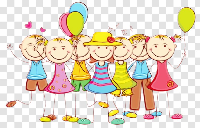 Cartoon Celebrating Playing With Kids Happy Sharing - Paint - Child Party Transparent PNG