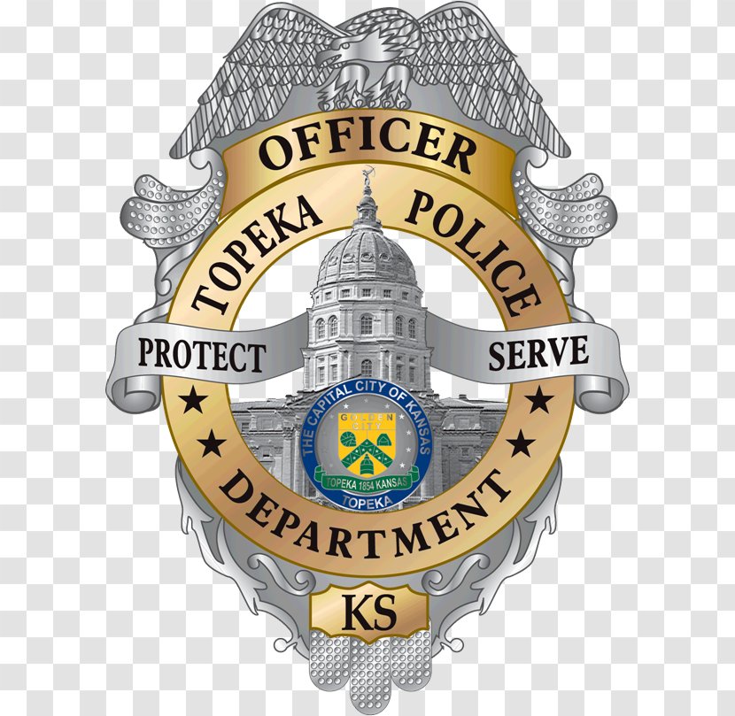 Topeka Police Department Officer Badge Chief Of - Crime Stoppers - Nextdoor Social Network Signs Transparent PNG