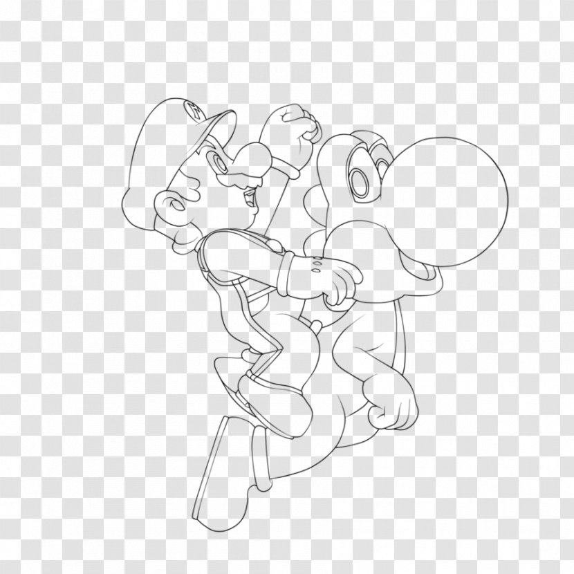 Thumb Line Art Joint Sketch - Silhouette - Mario Black And White Transparent PNG