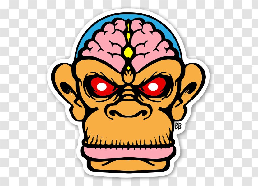 Sticker Decal Label Chimpanzee Monkey Brains - Redbubble - Decals Transparent PNG
