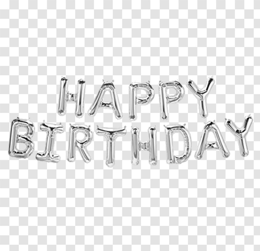 Silver Happy Birthday Balloon Shariks - Rectangle Transparent PNG