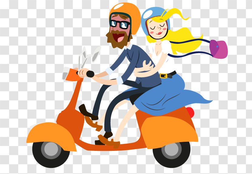 Scooter Motorcycle Moped Vespa Bicycle - Artwork Transparent PNG