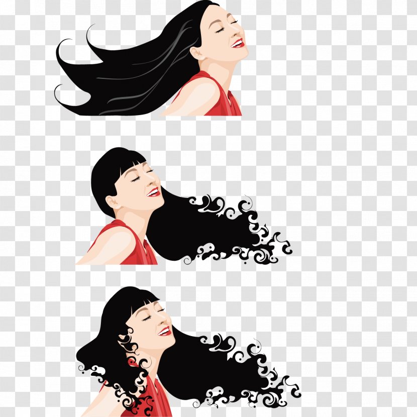 Cartoon Long Hair Illustration - Flowing Transparent PNG