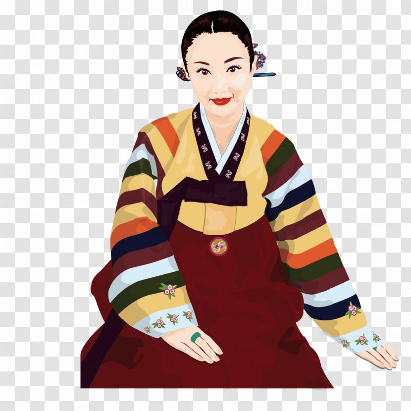 South Korea Woman Cartoon Hanbok Illustration - Women's Clothing Transparent PNG