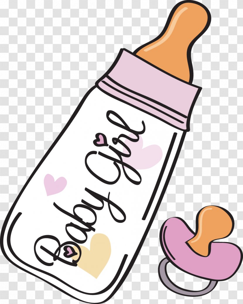 Baby Bottle Announcement Illustration - Pink Transparent PNG