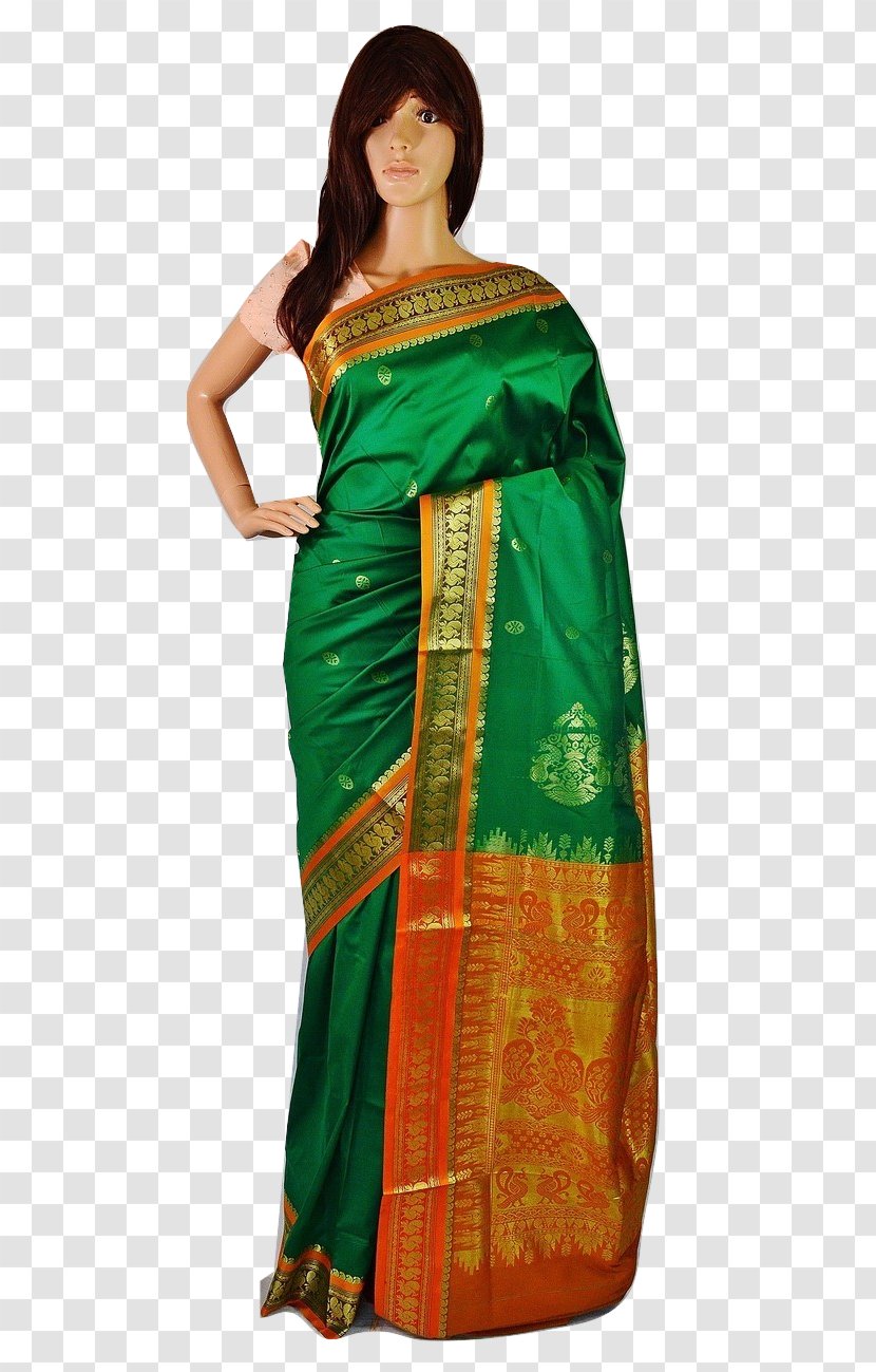 Sari Silk Shoulder Dress - Green Skirt Transparent PNG