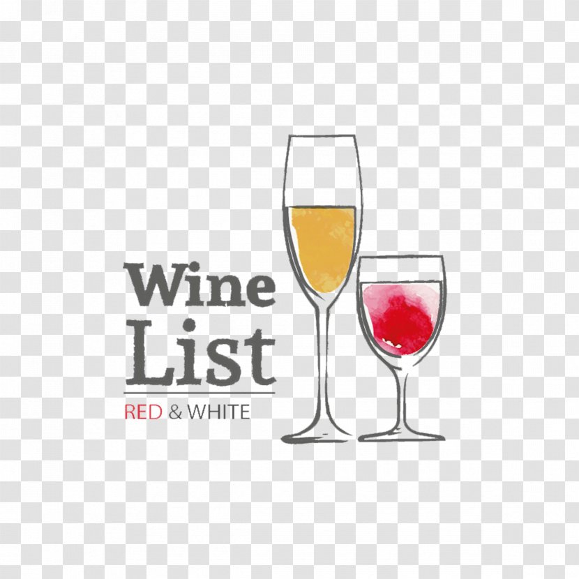 Red Wine White Beer Champagne - Watercolor Style Restaurant List Design Transparent PNG