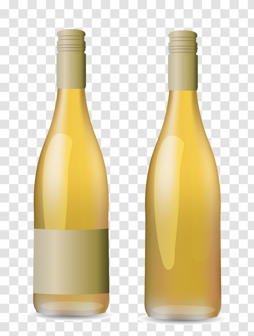 White Wine Glass Bottle Liqueur - Yellow Bottles Transparent PNG