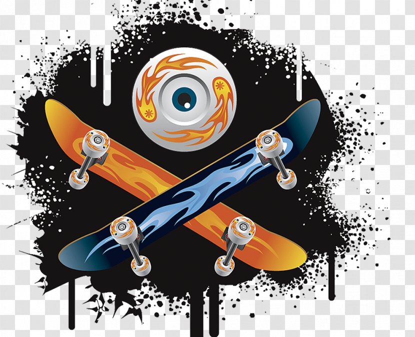 Skateboarding Roller Skates Longboard - Illustration - Skateboard Skating Transparent PNG