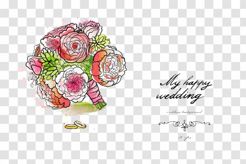 Flower Wedding - Bridesmaid - Painted A Bouquet Of Flowers Transparent PNG