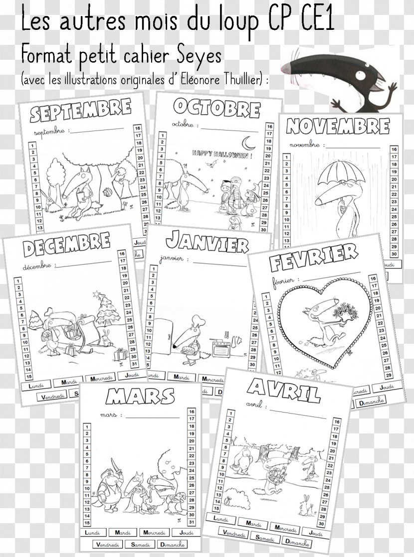 Gray Wolf Grande Section École Maternelle Kindergarten Month - Scool Transparent PNG