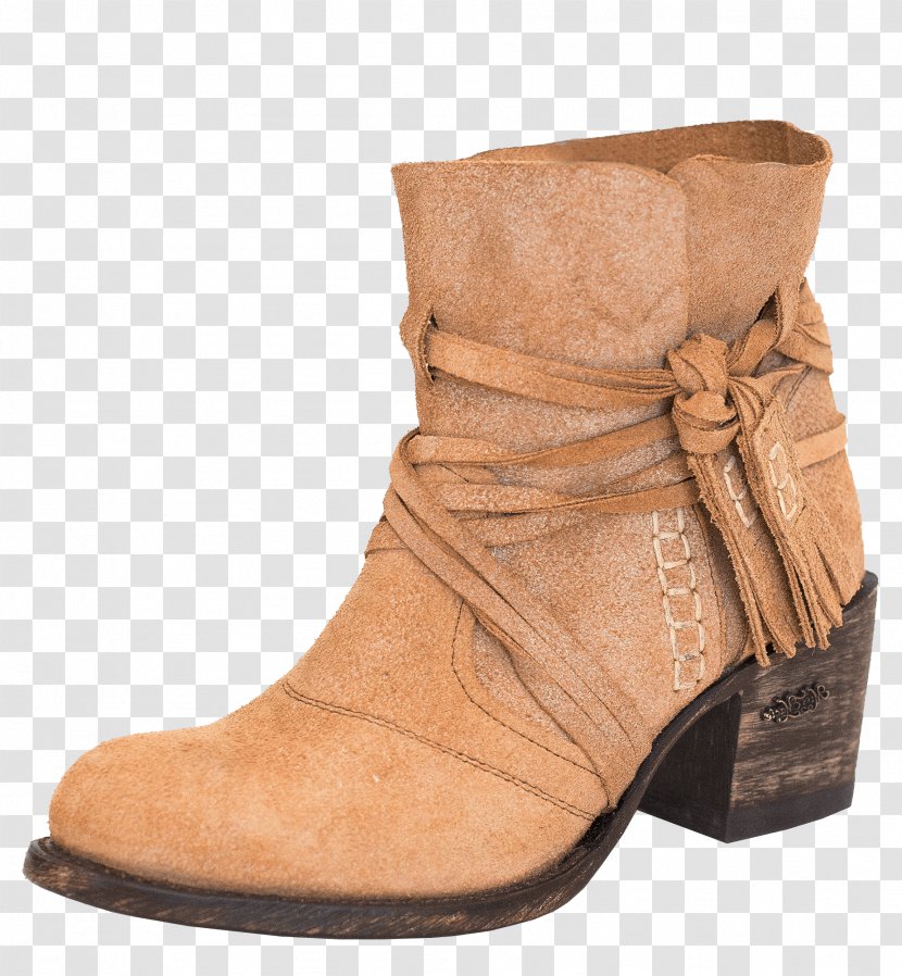Camel Cowboy Boot Suede Shoe - Beige Transparent PNG
