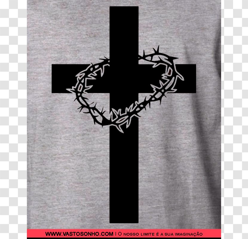 Christian Cross And Crown Of Thorns T-shirt - Cruz Em Transparent PNG