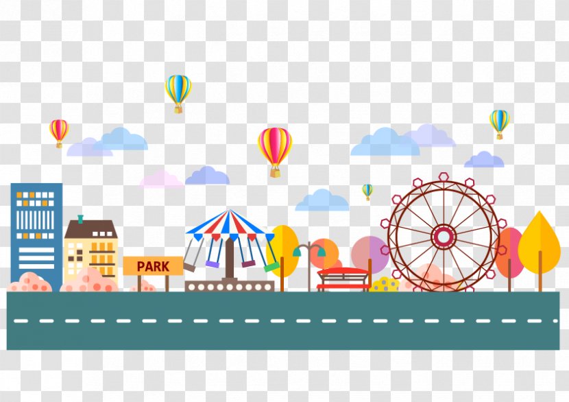 Amusement Park Clip Art - Pattern - Cute Cartoon City Circus Transparent PNG