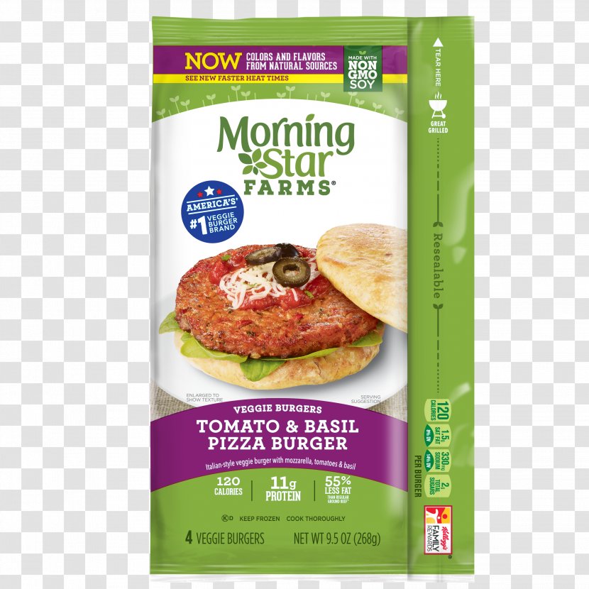 Veggie Burger Hamburger Morningstar Farms Garden Patties MorningStar Grillers Prime Spicy Black Bean - Tomato Pizza Transparent PNG