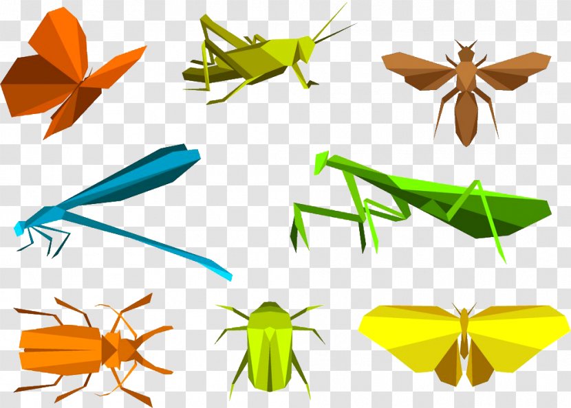 Insect Origami Mantis Clip Art - Grasshopper - Insects Transparent PNG