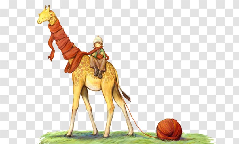 Giraffe Cartoon Illustration - Boy Riding A Transparent PNG