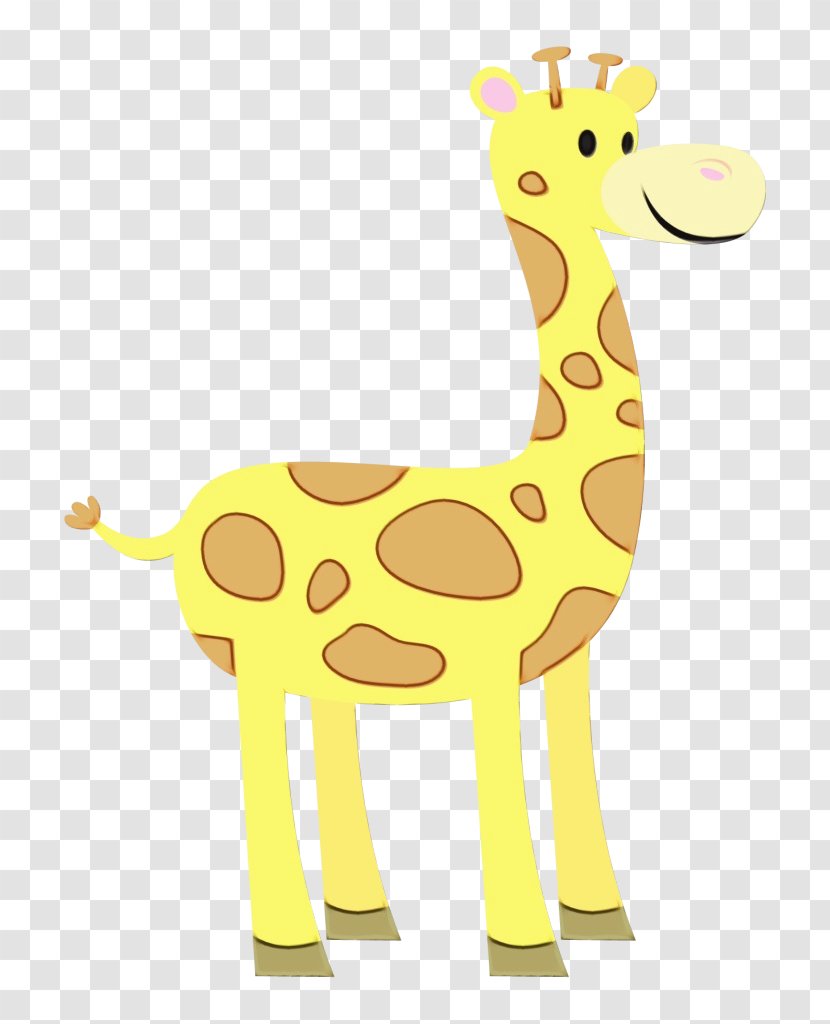 Giraffe Giraffidae Yellow Animal Figure Terrestrial - Wet Ink - Toy Wildlife Transparent PNG