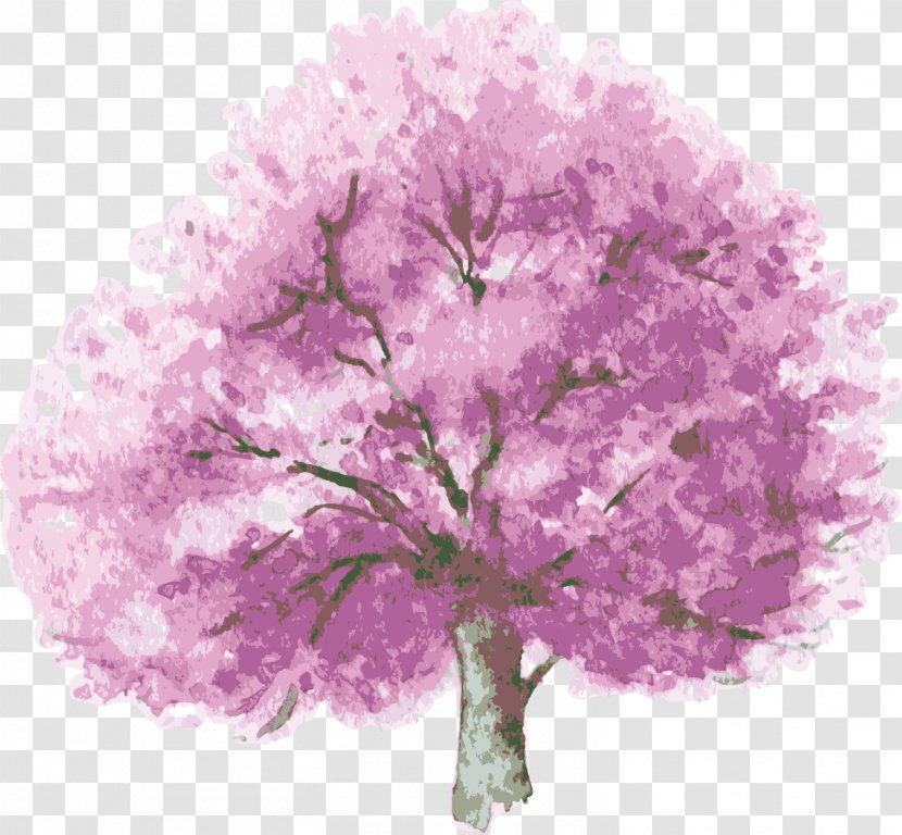 Tree Watercolor Painting Shrub Illustration - Purple - Vector Transparent PNG