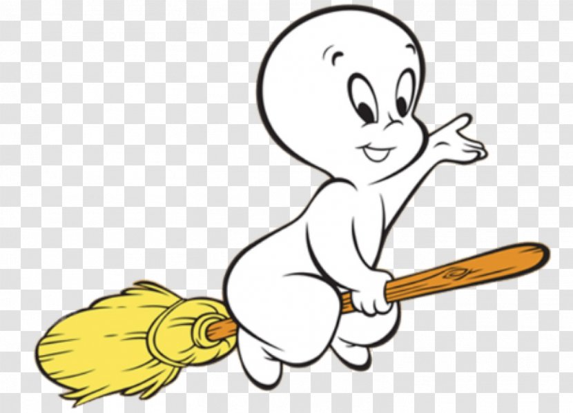 Casper Ghost Animation Cartoon - Watercolor - Broom Transparent PNG