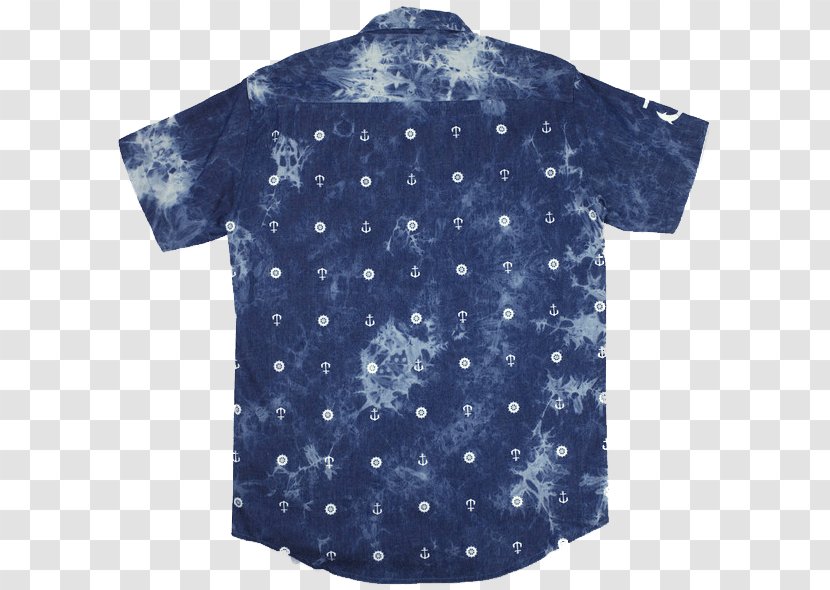 T-shirt Button Blouse Sleeve Textile - Blue Transparent PNG