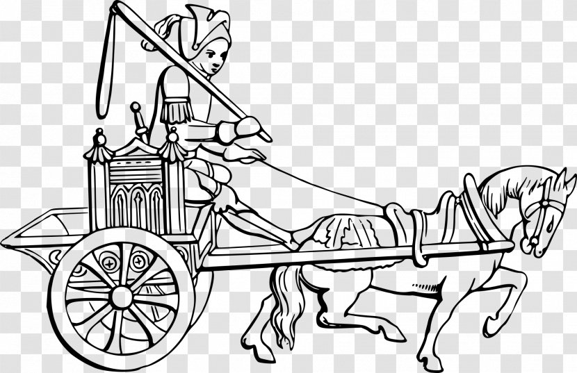 Horse-drawn Vehicle Carriage Chariot Cabriolet - Mode Of Transport - Coloring Transparent PNG