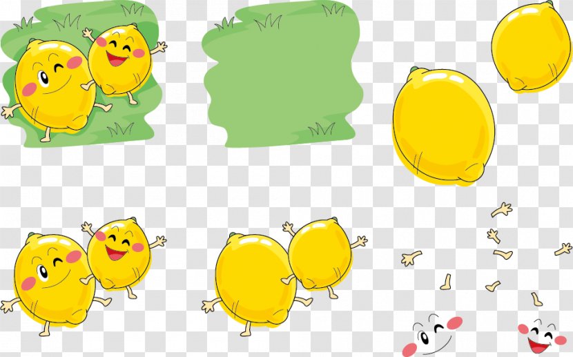 Lemon Cartoon Illustration - Food - Play Expression Vector Transparent PNG